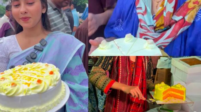 আগারগাঁওয়ে রাস্তার ধারে রঙিন কেক বিক্রি